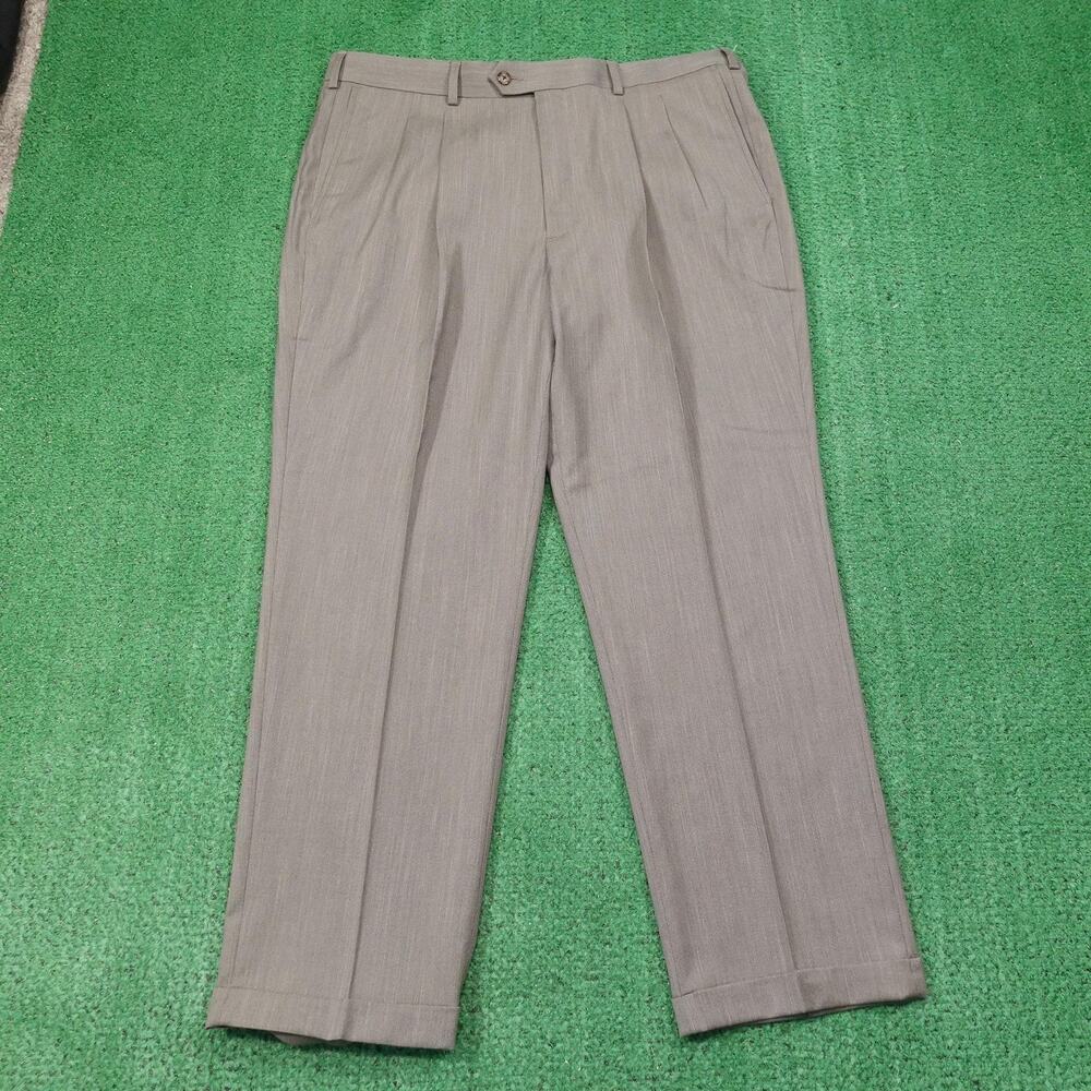 Roundtree & Yorke Dress Pants Mens 36x29‎ TravelSMART Pleated Cuffed